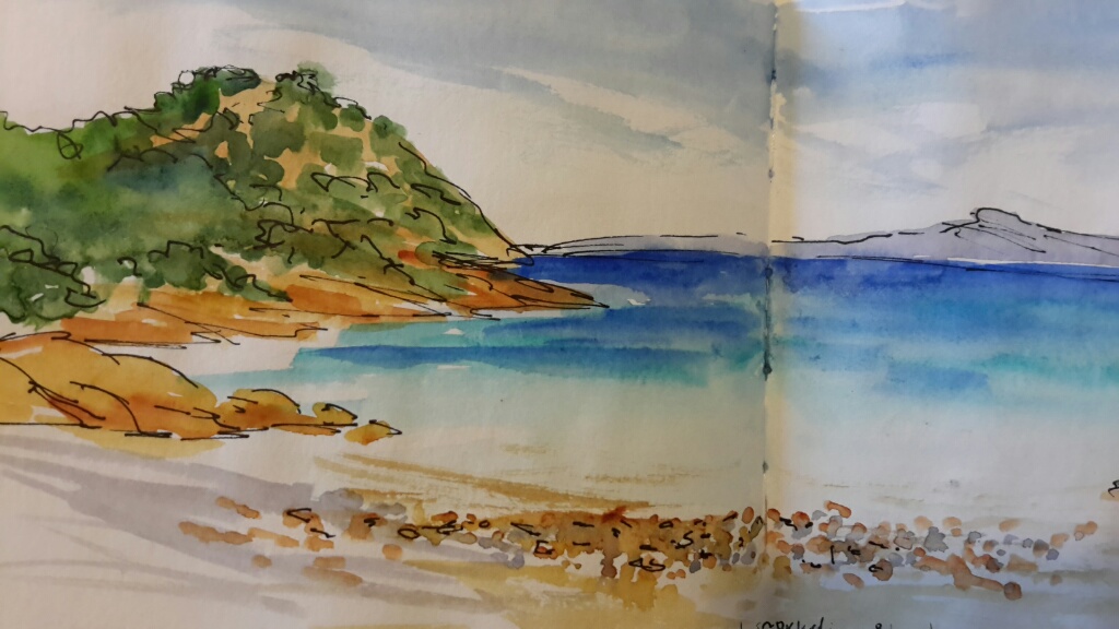 Ink and watercolour. Sardinia