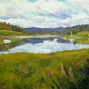 Summer on the Huon River. Acrylic on canvas. 15 x 15cm $75